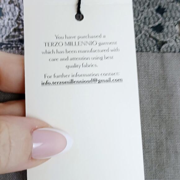 Terzo Millennio Women's SZ 12/M/44 Linen Sleeveless Ruffle Front Dress Back Lace - Picture 9 of 9